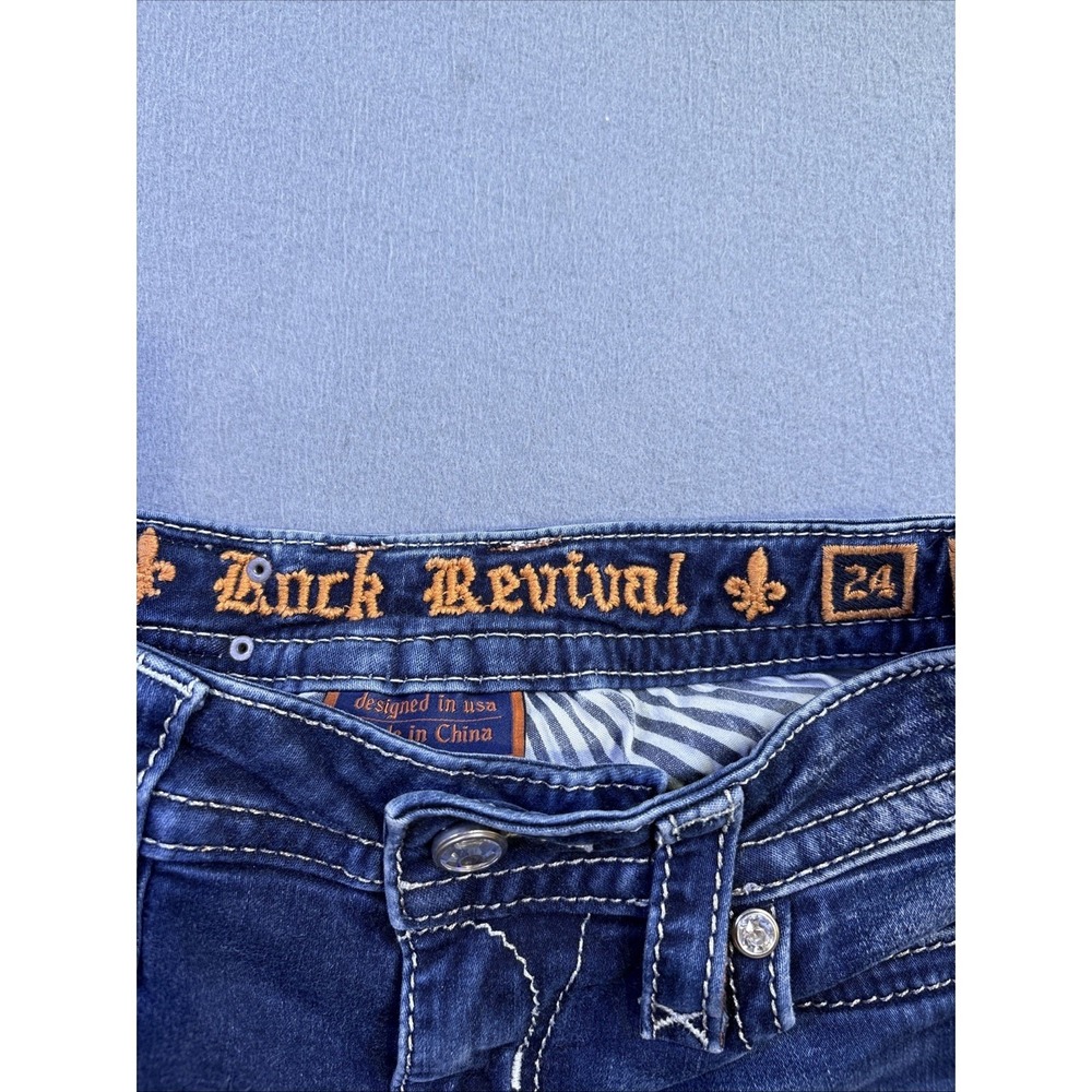 Rock Revival JEANS NICCI WOMENS 24 Mid-Rise Skinny Blue Denim Embellished - Picture 7 of 9